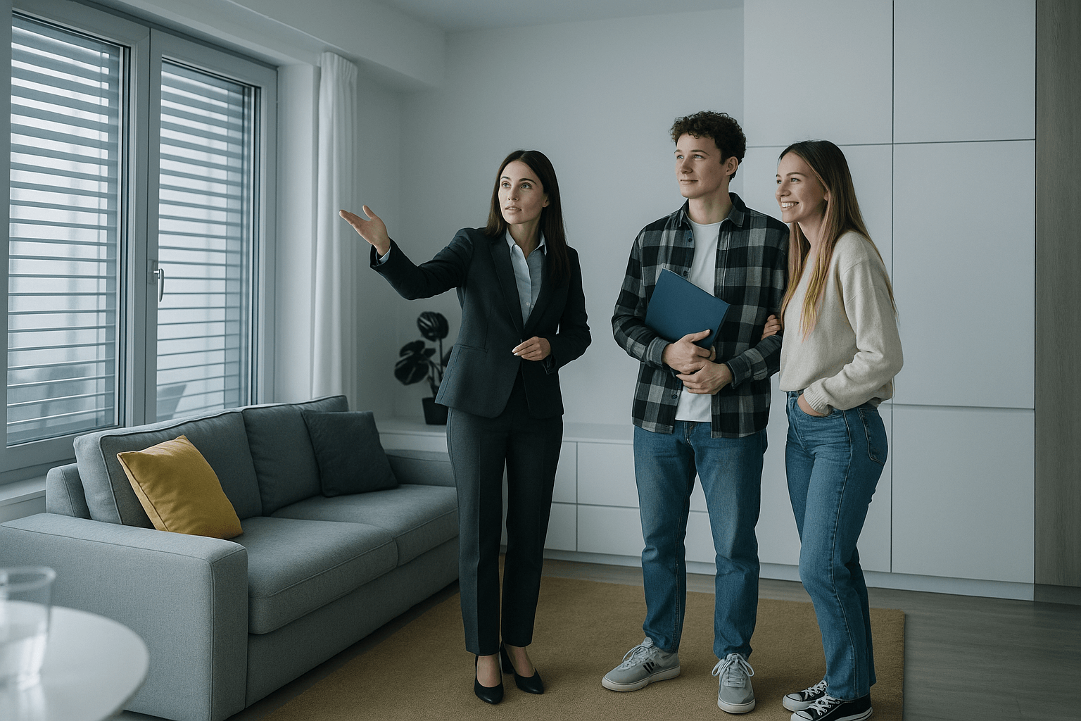 Realtor showing young couple a Carolina property