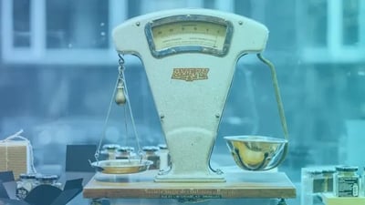 Old fashioned weighing scales, overlayed with a gradient filter