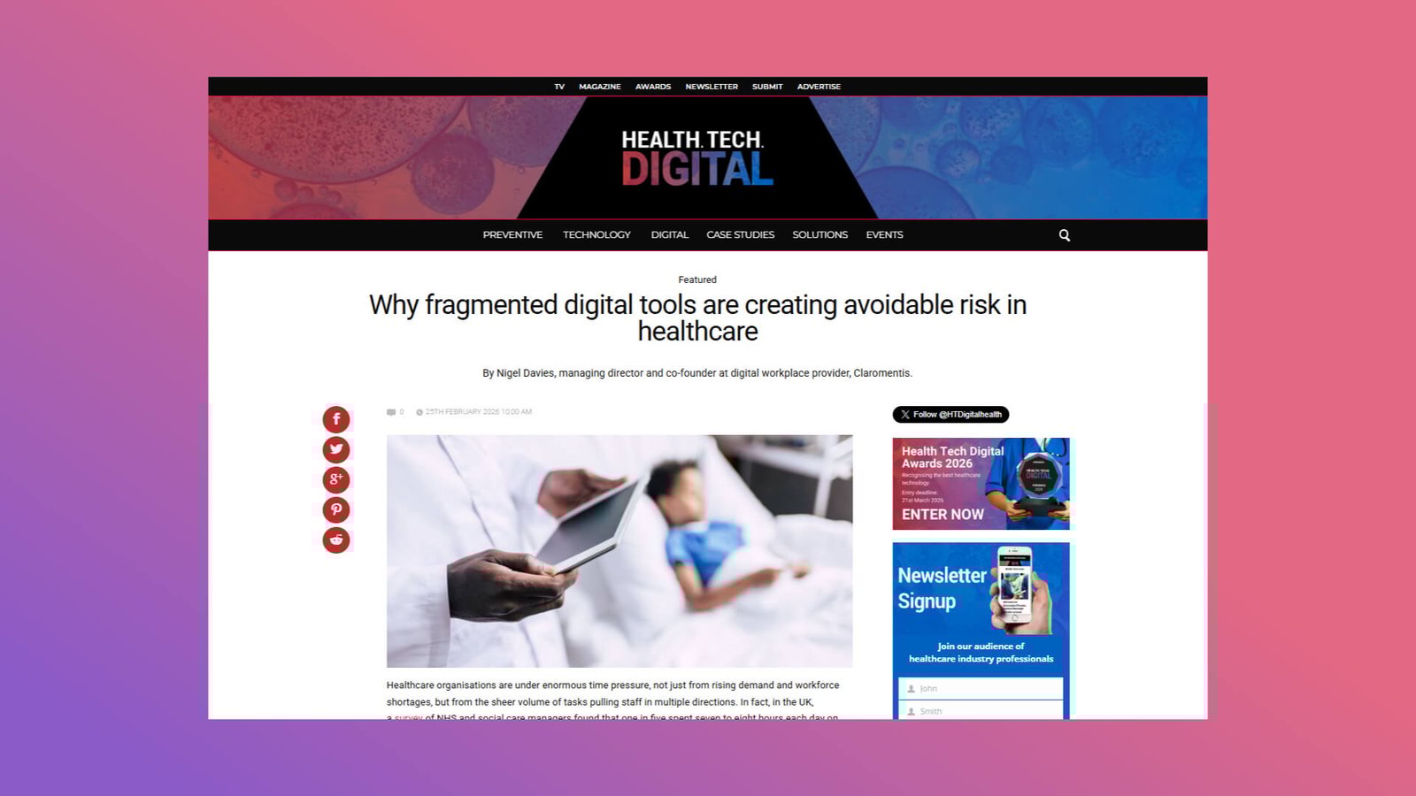 Claromentis in Health Tech Digital: Why Fragmented Digital Tools Are Creating Avoidable Risk in Healthcare