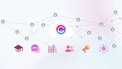 A web-like network of icons for Claromentis's cloud intranet applications