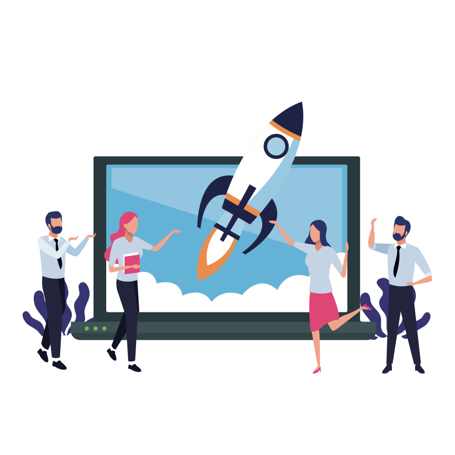 Cartoon rocket taking off