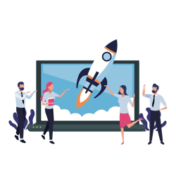 Cartoon rocket taking off