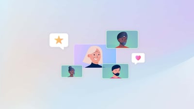 Illustrated people and icons