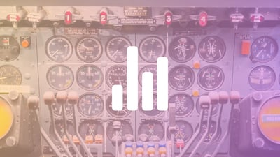 An aircraft console with dials and levers, overlayed with a gradient filter