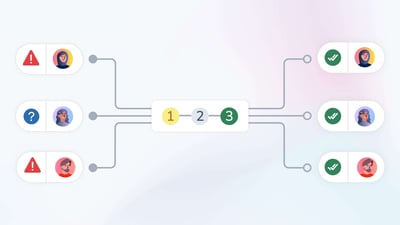 A network of graphic icons to demonstrate a complaint management system