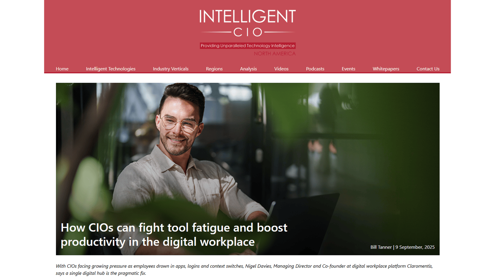 Claromentis featured in “Intelligent CIO”: how a unified digital workplace combats tool fatigue.