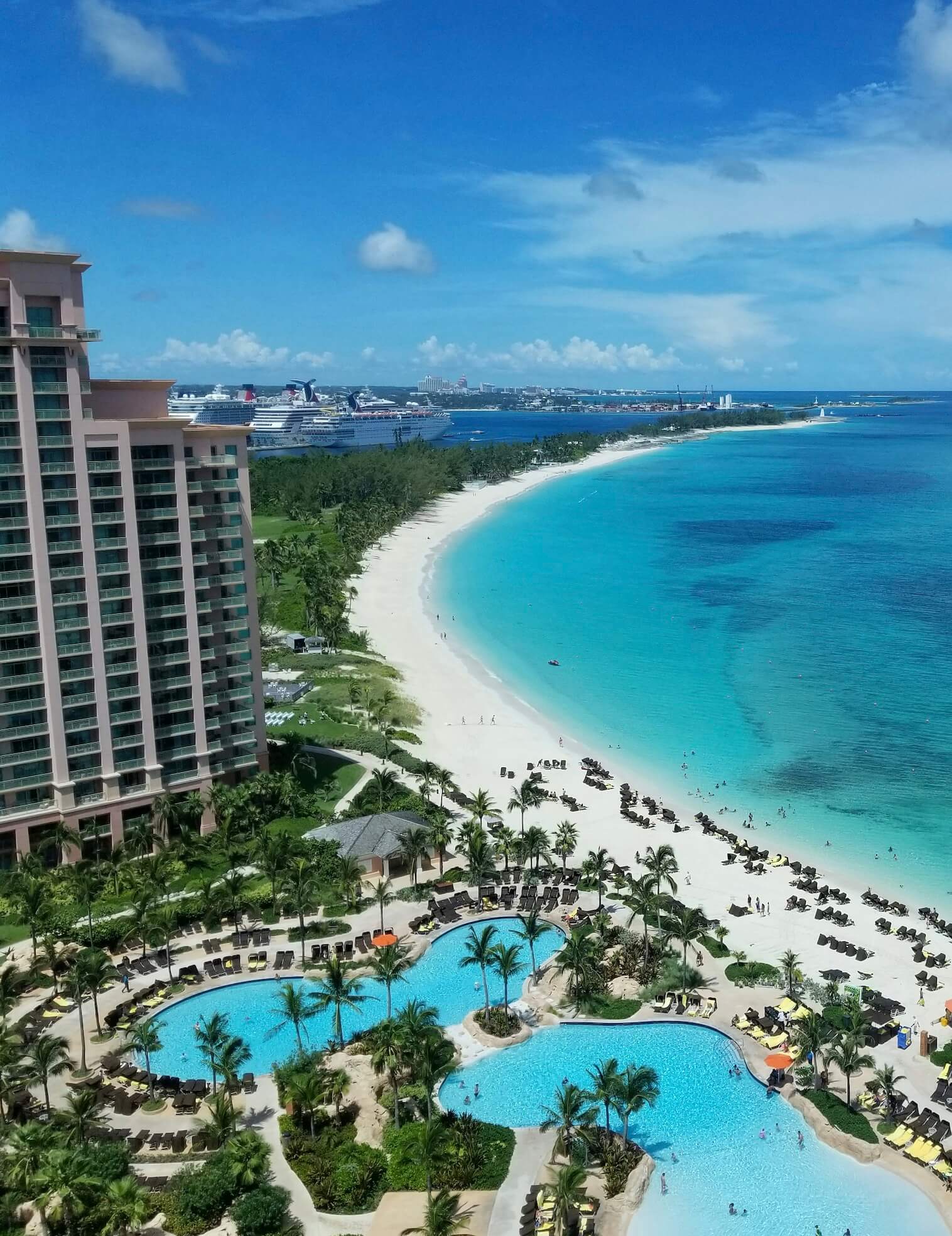 Some buildings along the coast in the Bahamas