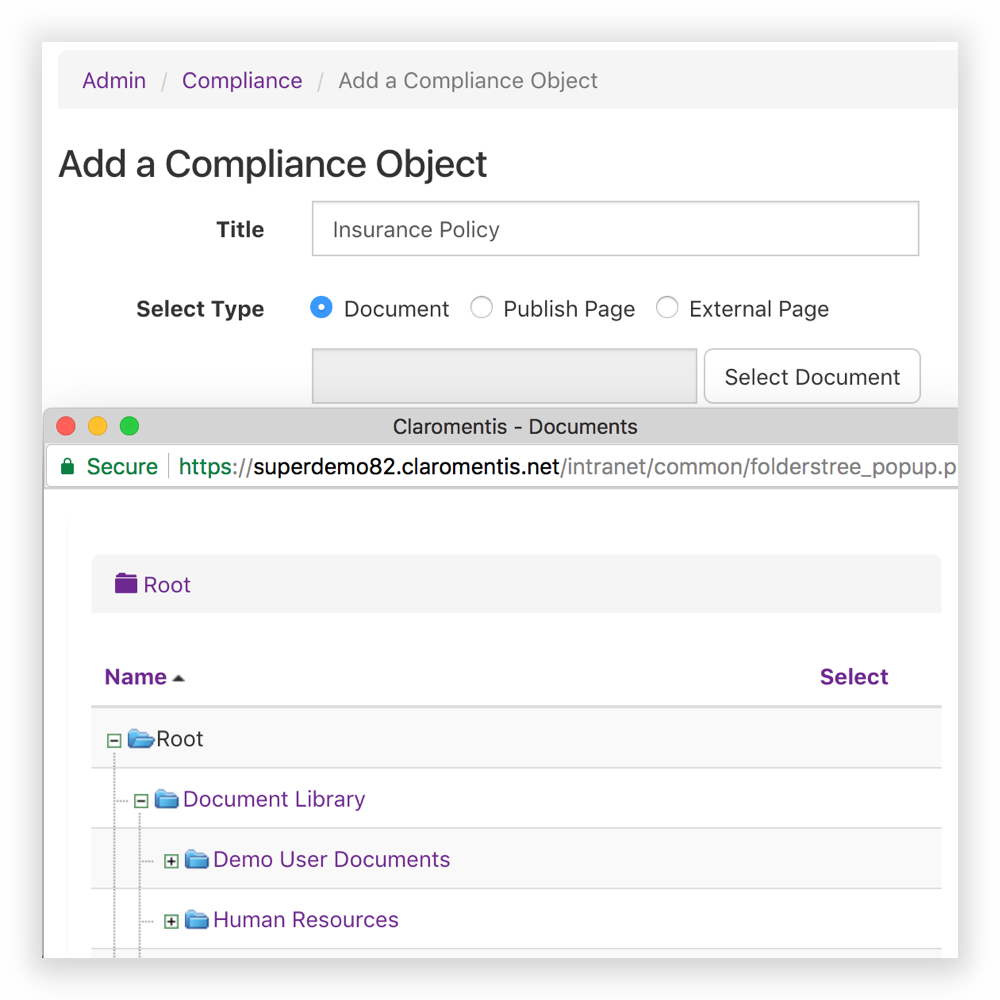As a First Step, Create a Compliance Object