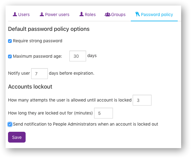 Password policy | Claromentis
